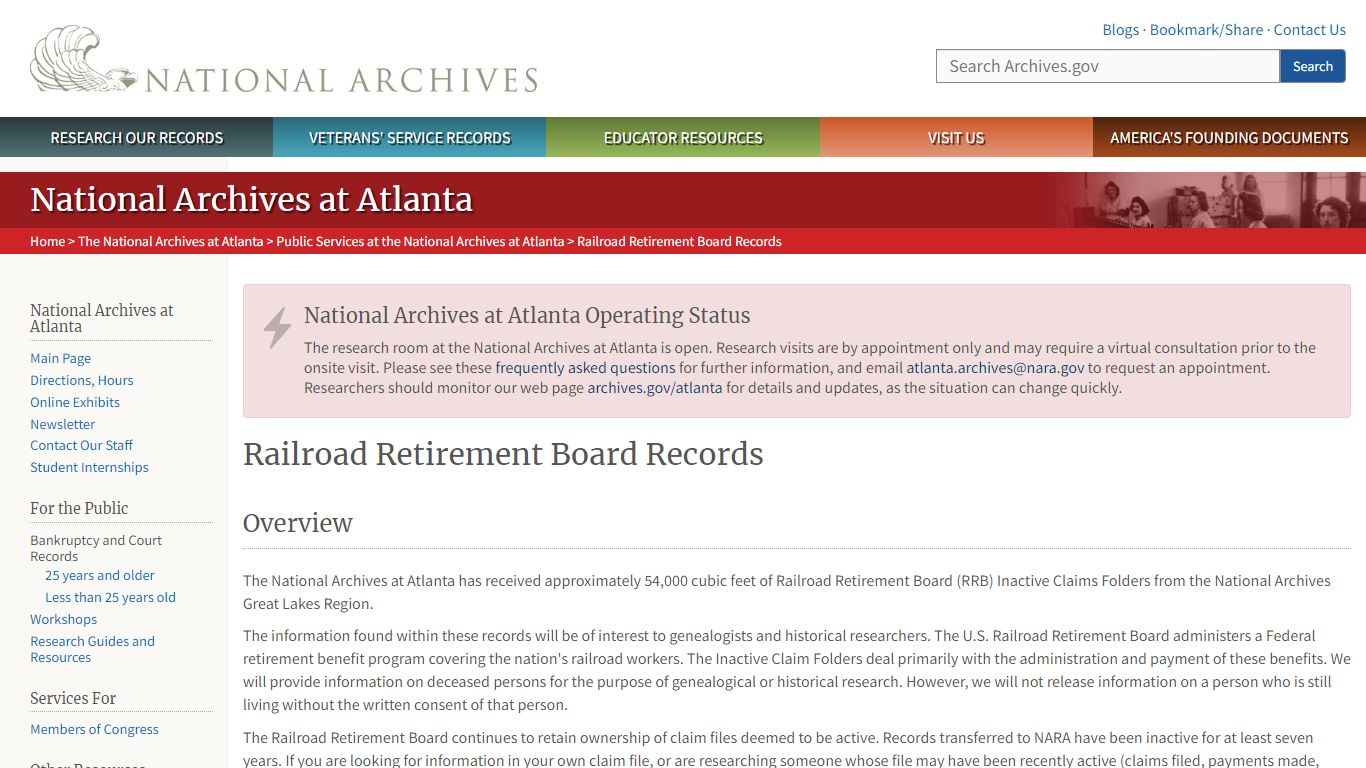 Railroad Retirement Board Records - National Archives